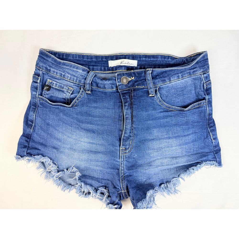 KanCan Denim Shorts Mid Rise Stretch Frayed Hem Cutoff Blue Size 11 29